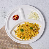 12 Pc Pack Melamine Ware Mess Round Tray, Three Compartment